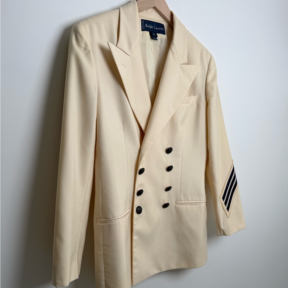 Ralph Lauren Made in Italy Ivory Double-Breasted Jacket Women’s Size 8 - Picture 2 of 13